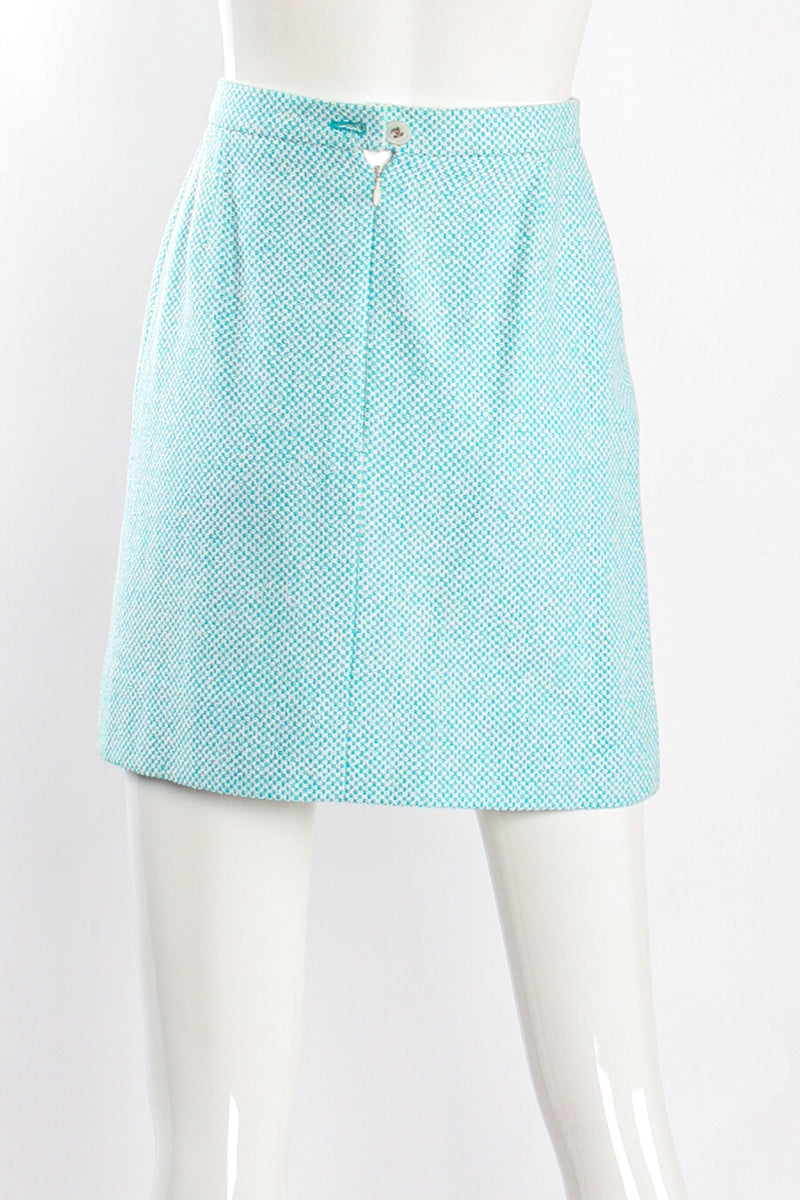Vintage Chanel 1997P Micro Check Tweed Skirt Set on mannequin back at Recess Los Angeles