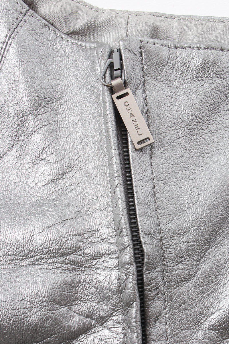 Vintage Chanel S/S 1999 Silver Pearl Leather Tank zipper at Recess Los Angeles