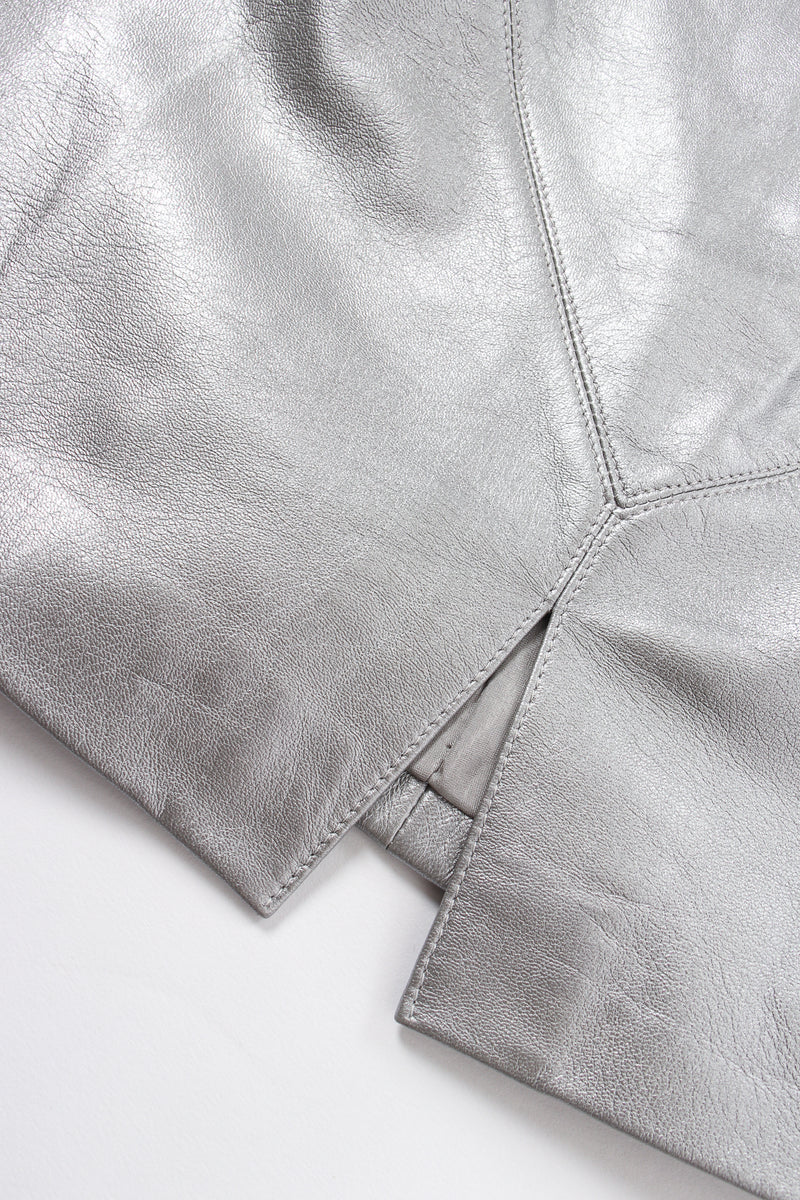 Vintage Chanel S/S 1999 Silver Pearl Leather Tank detail at Recess Los Angeles
