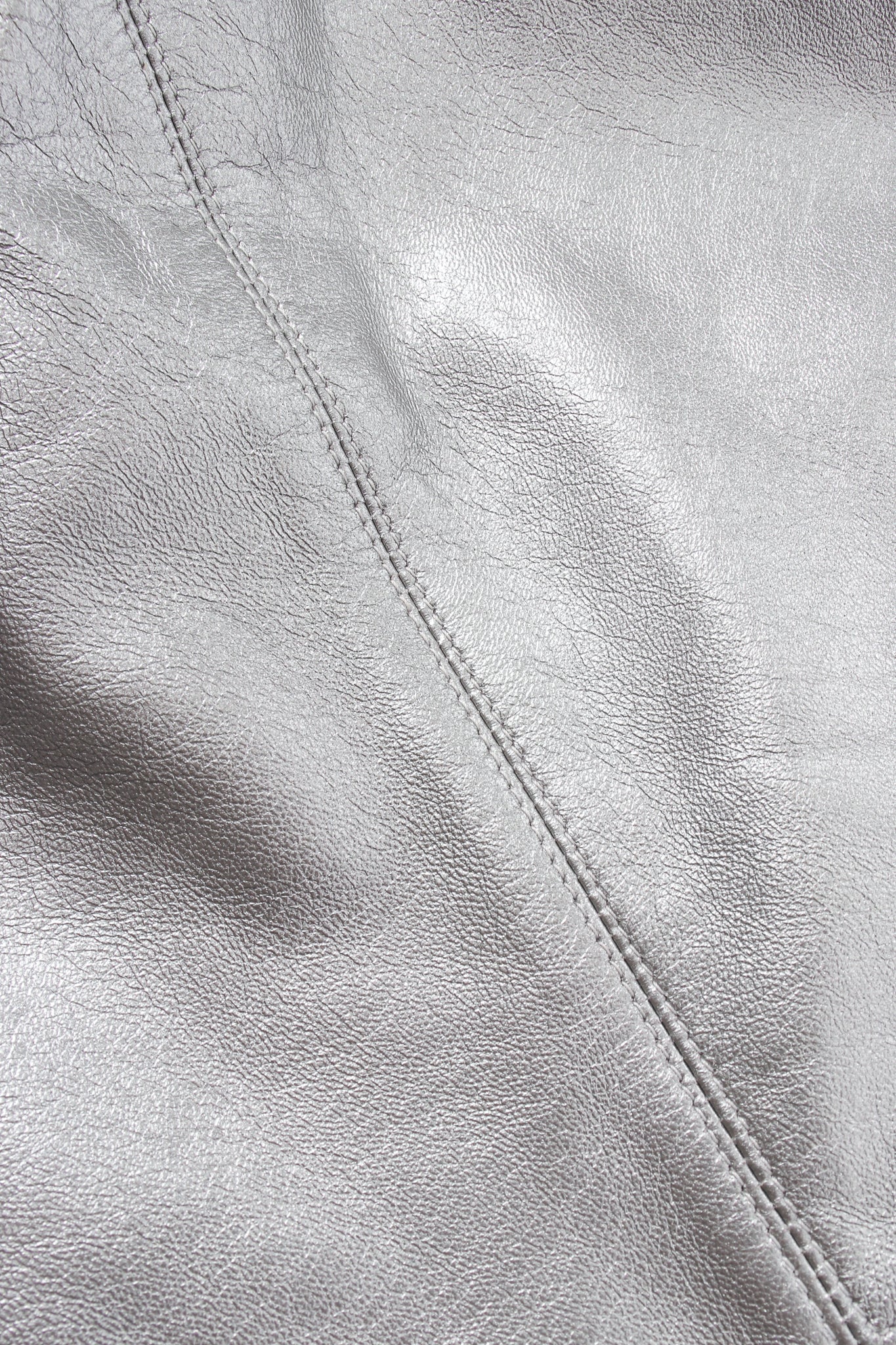 Vintage Chanel S/S 1999 Silver Pearl Leather Tank seam detail at Recess Los Angeles