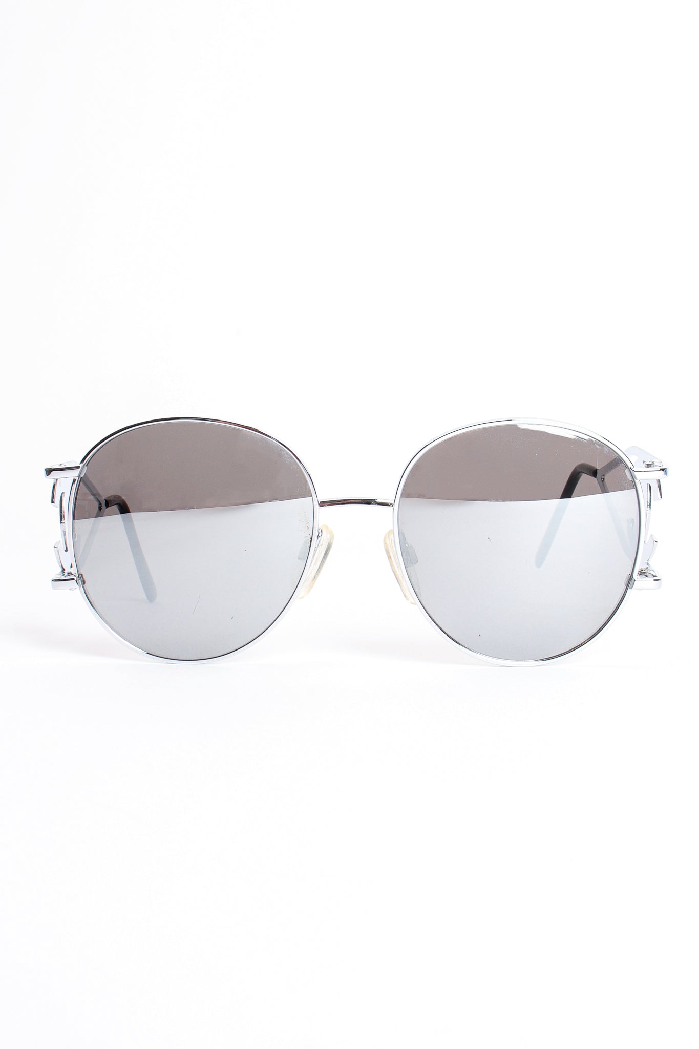 Vintage Chanel 1990s Miller Silver Mirror CC Sunglasses front at Recess Los Angeles