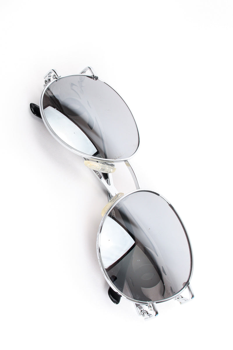 Chanel Womens 4206 Mirrored Metal Round Oversize Sunglasses Silver