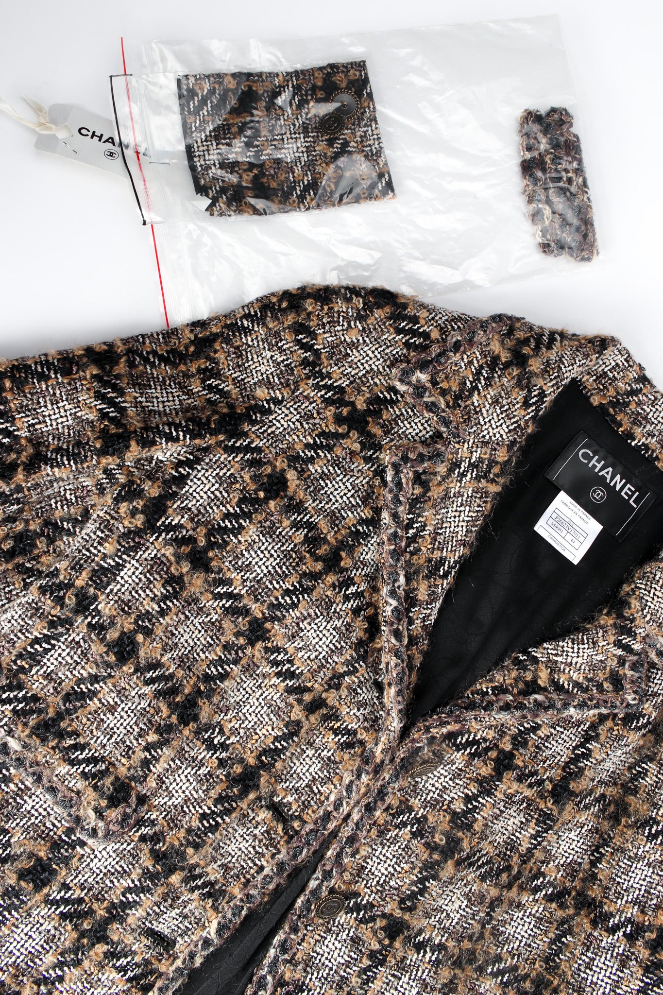 Vintage Chanel 2005A Tweed Jacket & Skirt Wool Set jacket front flat/samples @ Recess LA