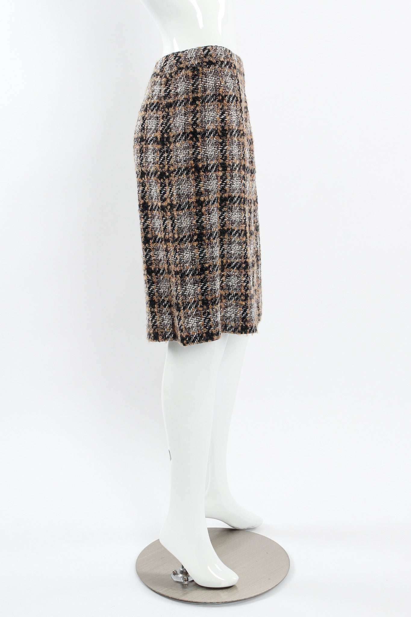 Vintage Chanel 2005A Tweed Jacket & Skirt Wool Set mannequin side skirt  @ Recess LA