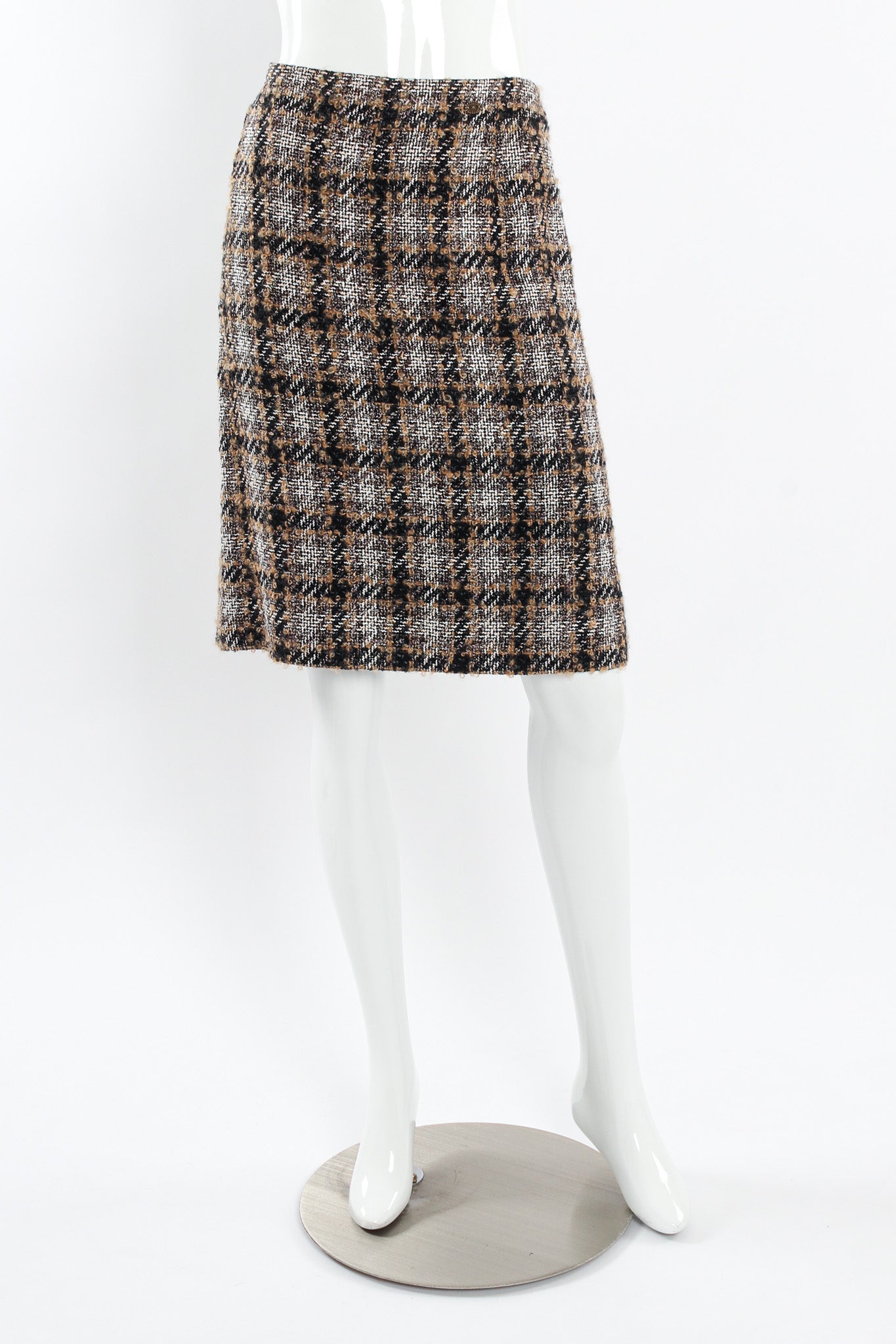 Vintage Chanel 2005A Tweed Jacket & Skirt Wool Set mannequin front skirt @ Recess LA