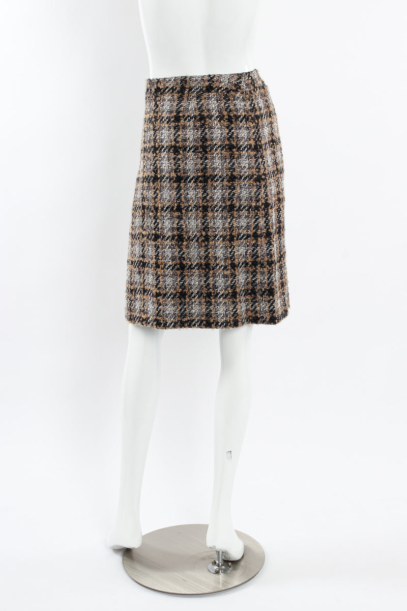 Vintage Chanel 2005A Tweed Jacket & Skirt Wool Set mannequin back skirt @ Recess LA