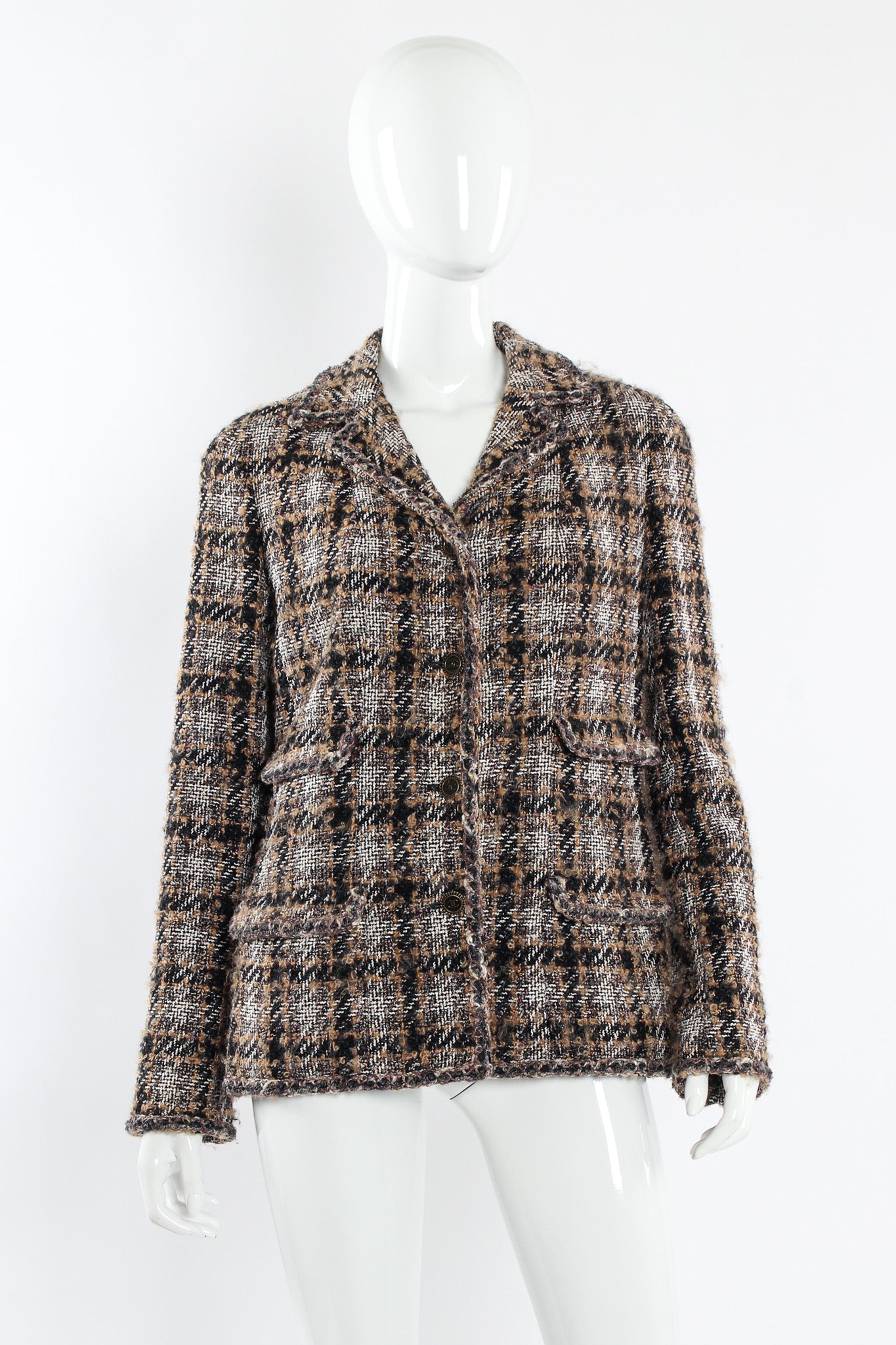Vintage Chanel 2005A Tweed Jacket & Skirt Wool Set mannequin front top @ Recess LA