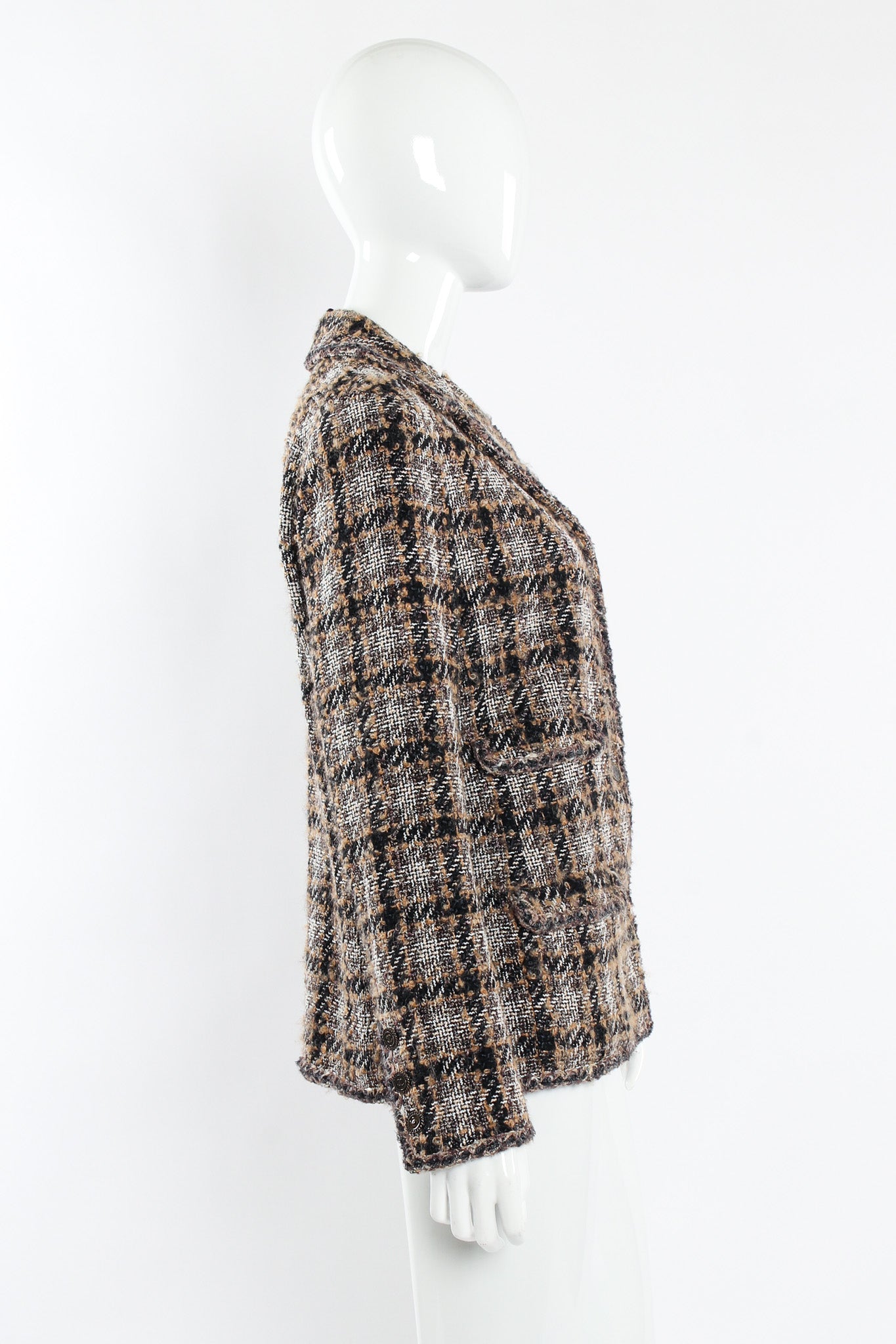 Vintage Chanel 2005A Tweed Jacket & Skirt Wool Set mannequin side top @ Recess LA