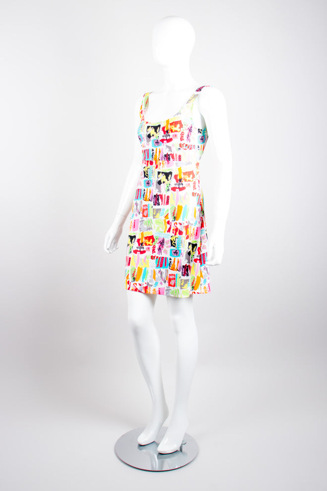 Chanel Graffiti Print Marker Pen Fit and Flare Skater Tank Dress