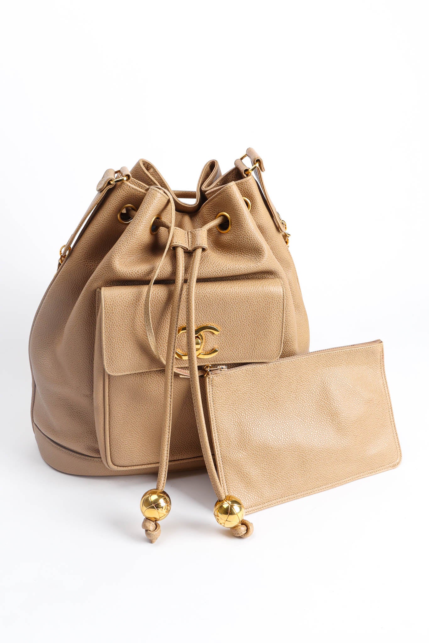 Chanel CC Stitched Drawstring Bucket Bag