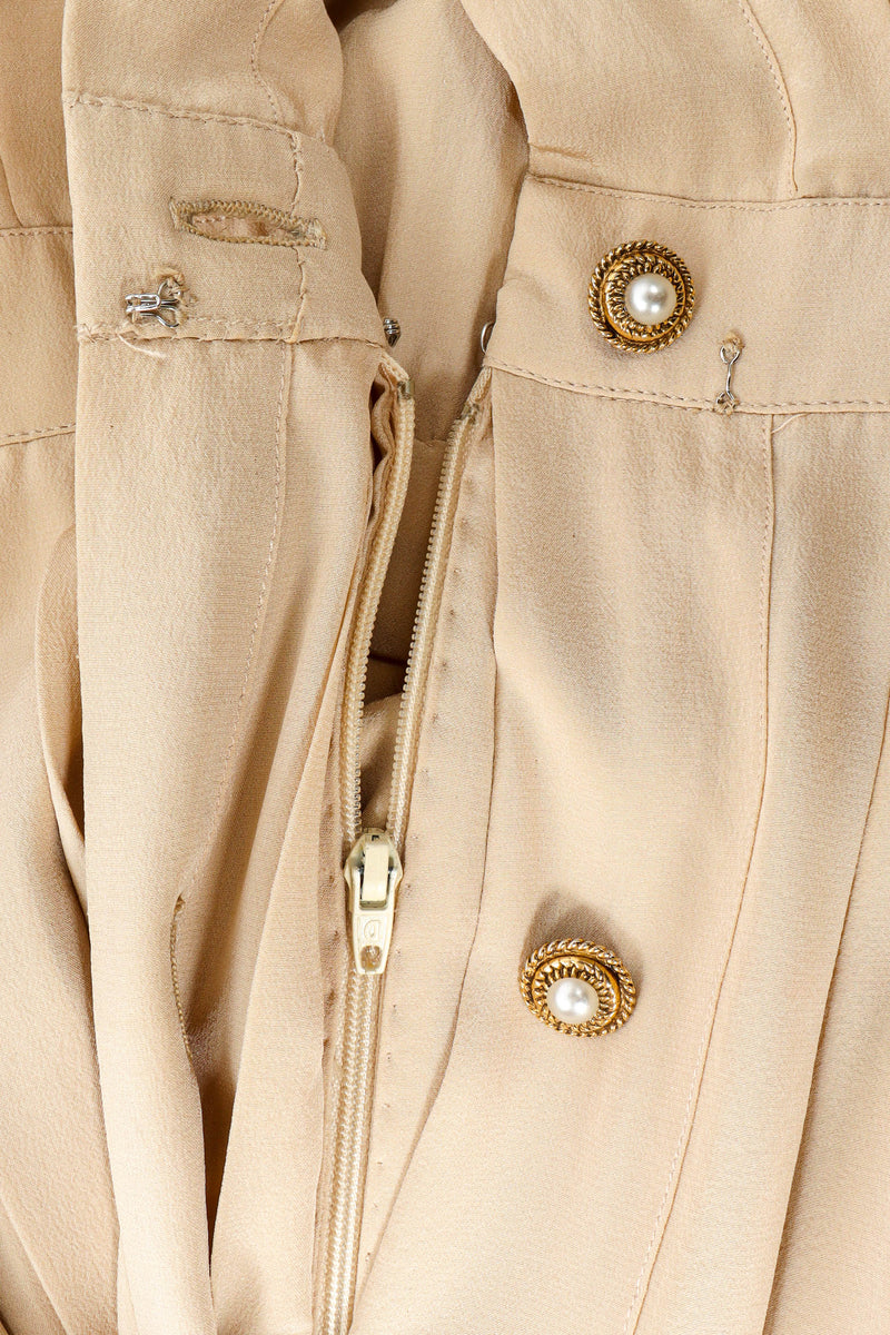 Vintage Chanel Boutique for I.Magnin Pleat Panel Dress zipper + hook & eye waistline detail @ Recess LA
