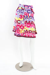 Vintage Chanel CoCo Print A-Line Skirt mannequin front @ Recess LA