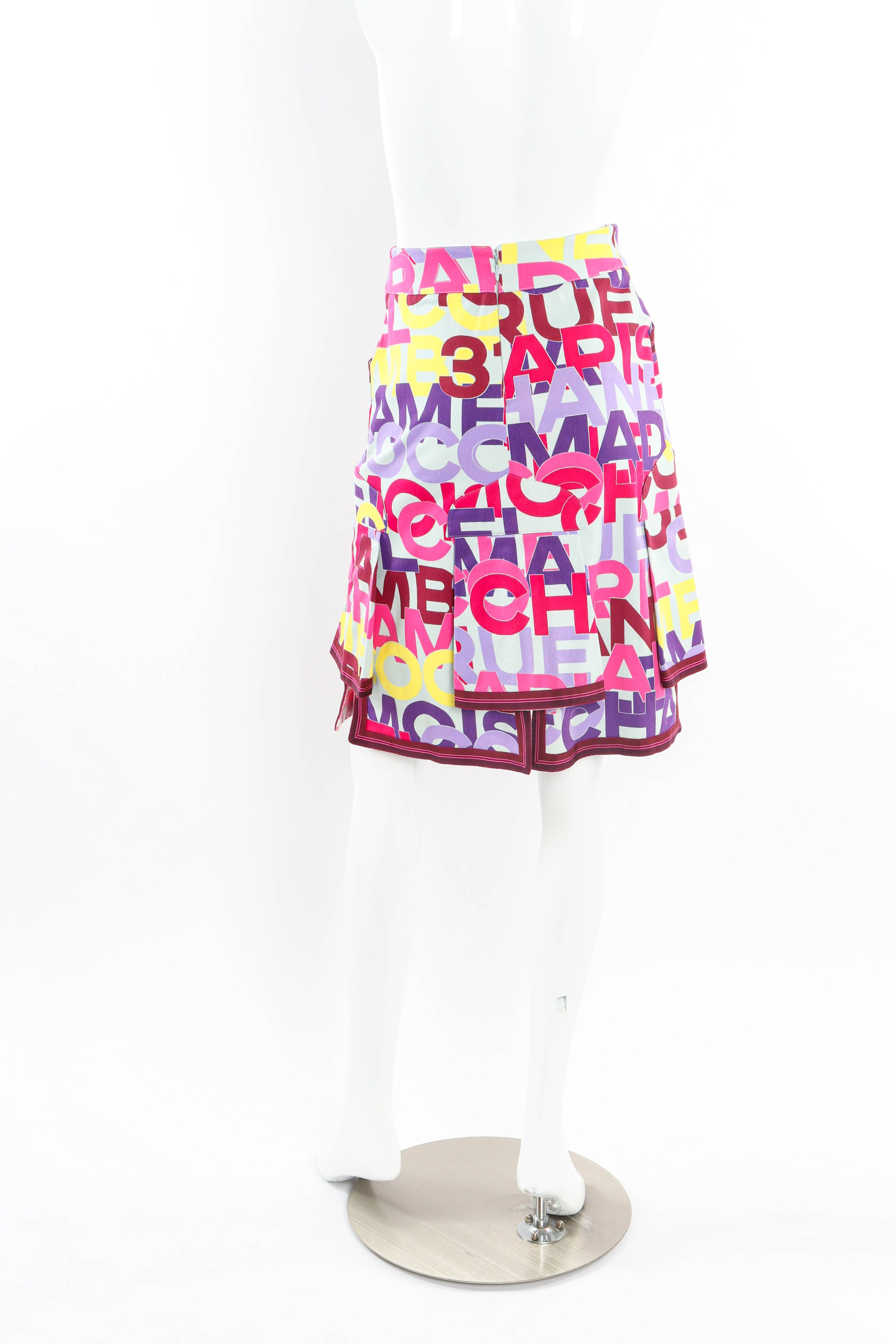 Vintage Chanel CoCo Print A-Line Skirt mannequin back  @ Recess LA