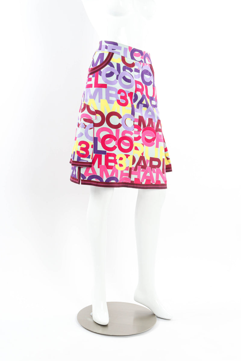 Vintage Chanel CoCo Print A-Line Skirt mannequin angle @ Recess LA