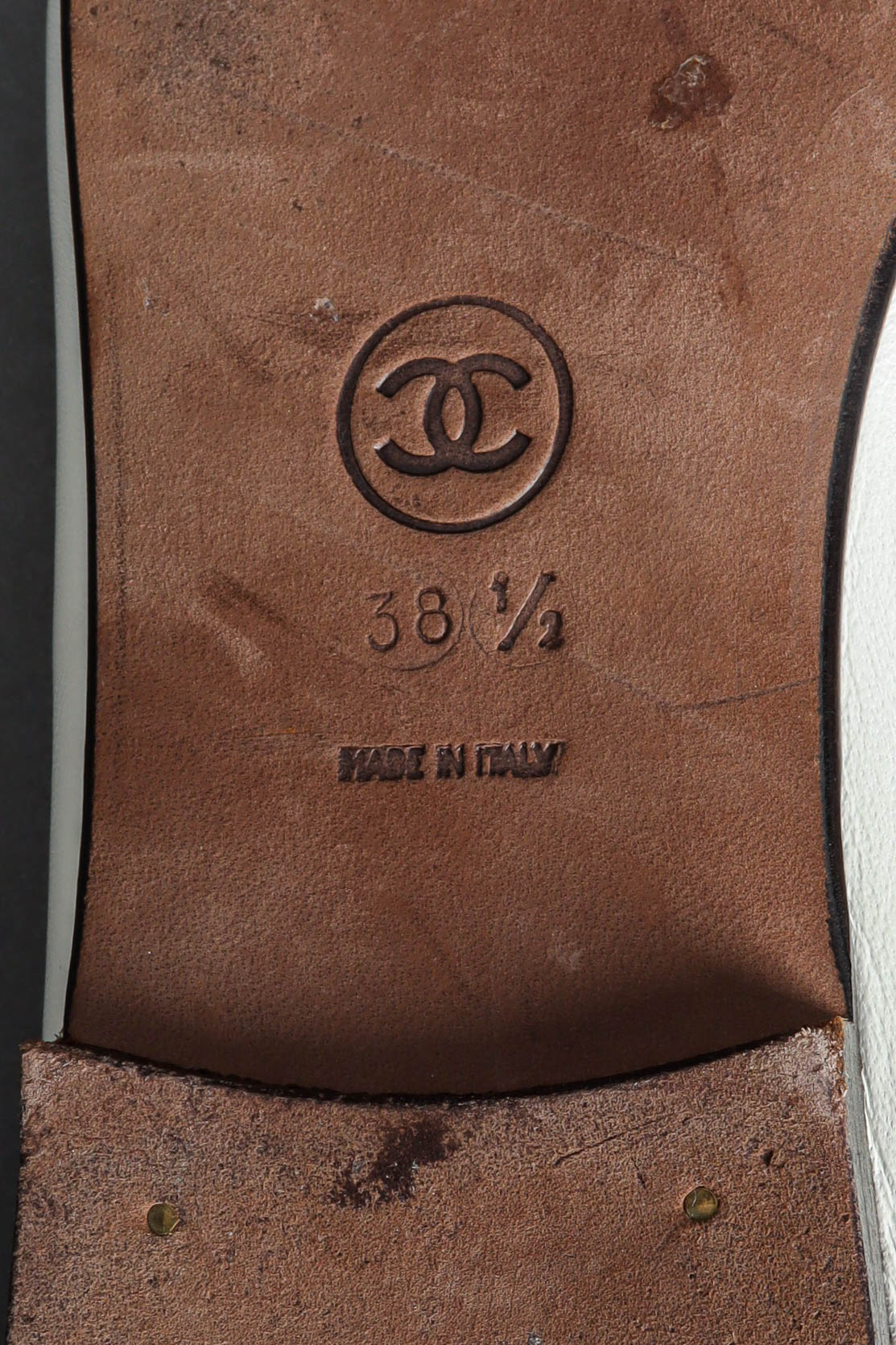 Vintage Chanel Leather Ballet Flats size and CC logo @ Recess LA