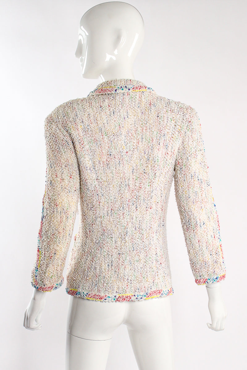 Vintage Chanel 1999P Rainbow Terrazzo Tweed Jacket Set on Mannequin back at Recess LA