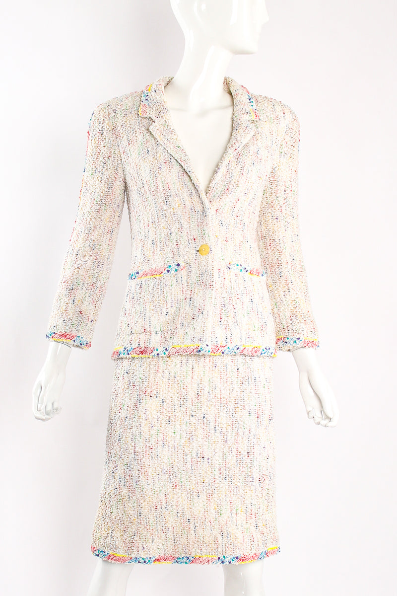 Vintage Chanel 1999P Rainbow Terrazzo Tweed Jacket & Skirt Set