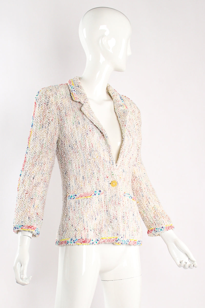 Vintage Chanel 1999P Rainbow Terrazzo Tweed Jacket Set on Mannequin front at Recess LA