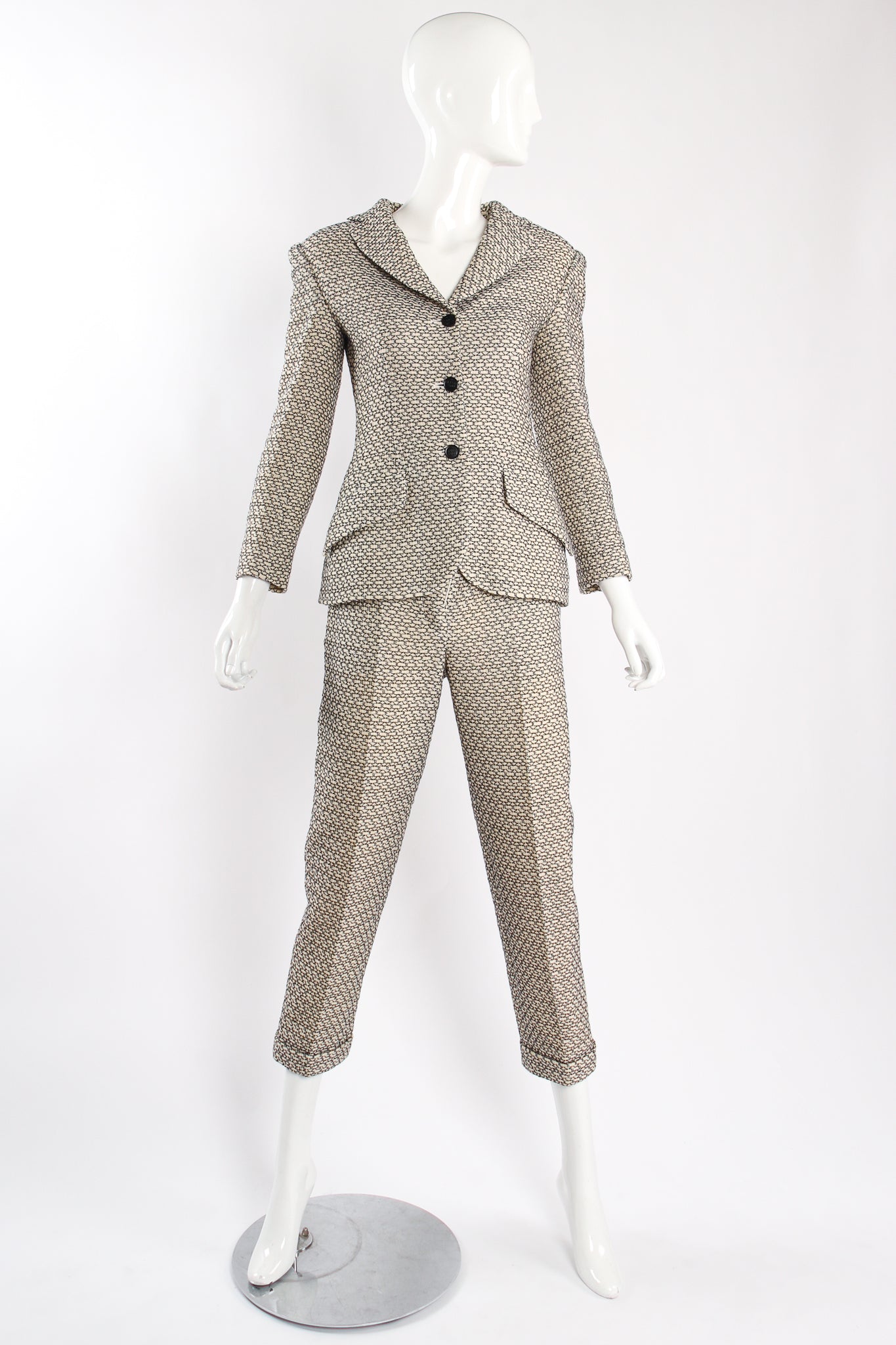 Vintage Chanel 1998P Geo Embroidered Jacket & Pant Suit