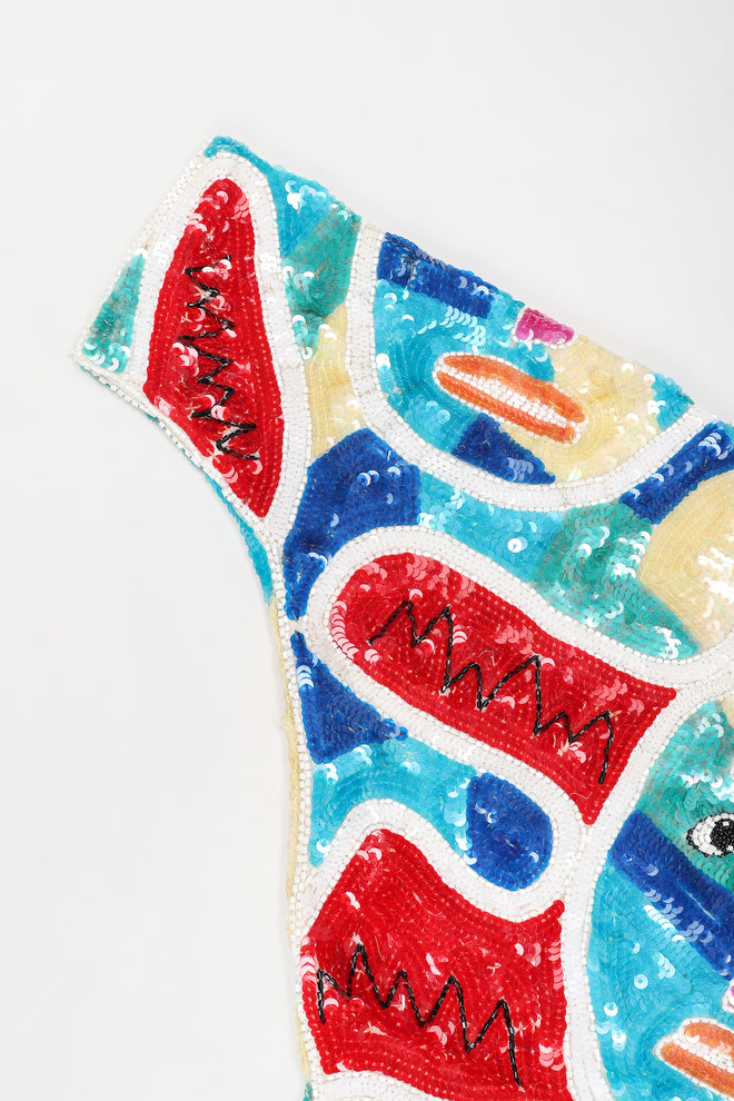 Recess Los Angeles Designer Consignment Vintage Chanson D'Amour Abstract Sequined Faces Dolman Tunic