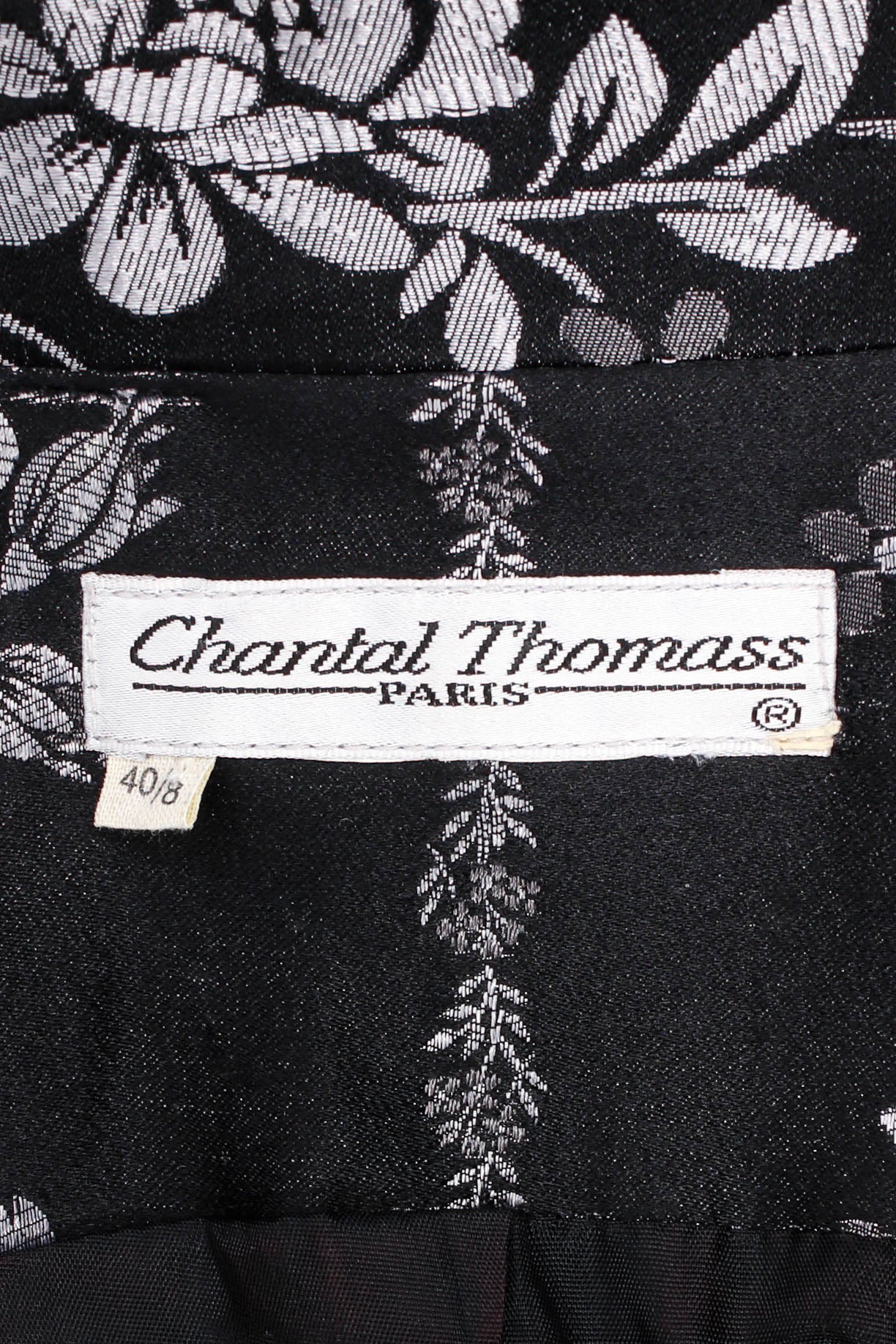 Vintage Chantal Thomass Metallic Monochrome Brocade Jacket label at Recess Los Angeles