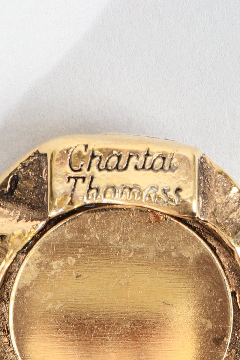 Vintage Chantal Thomass Gold Sculpted Tassel Earrings signature cartouche