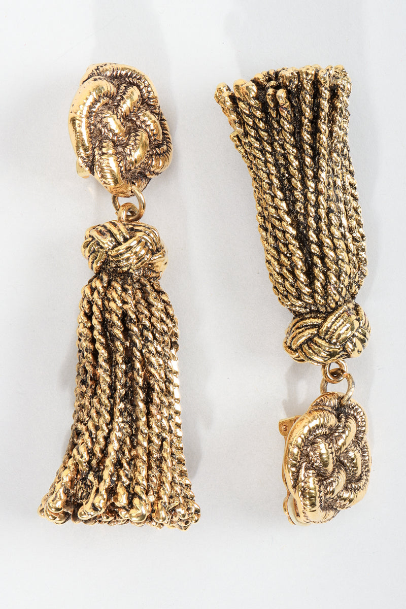 Vintage Chantal Thomass Gold Sculpted Tassel Earrings at Recess Los Angeles