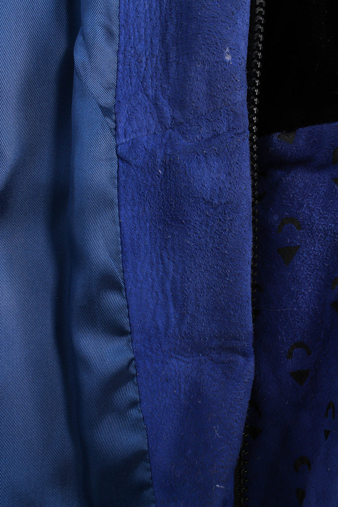 Vintage Char & Sher Suede & Velvet Patchwork Bomber distressed suede reverse zipper @ Recess LA