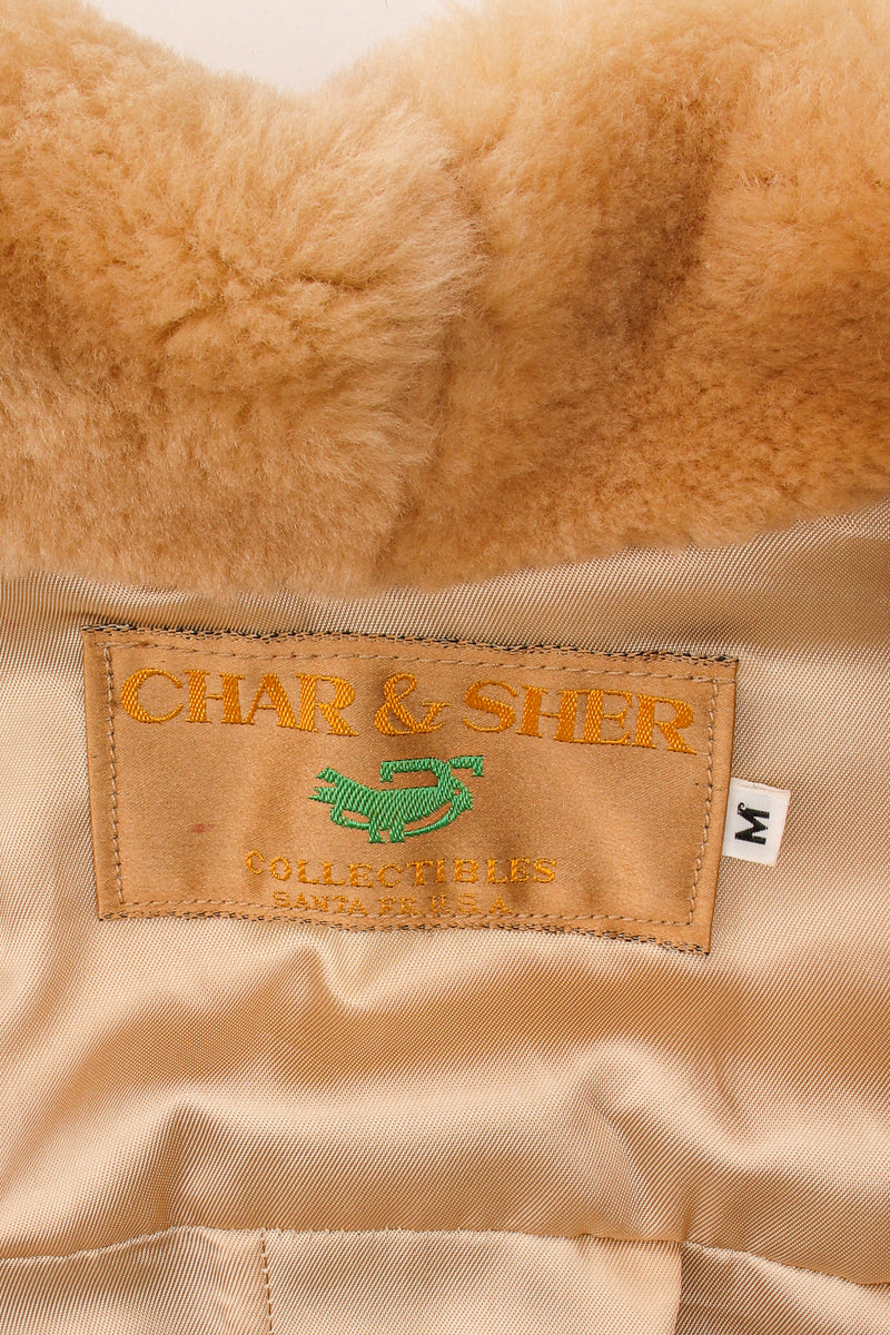 Vintage Char & Sher Suede Patchwork Bomber Jacket label at Recess Los Angeles