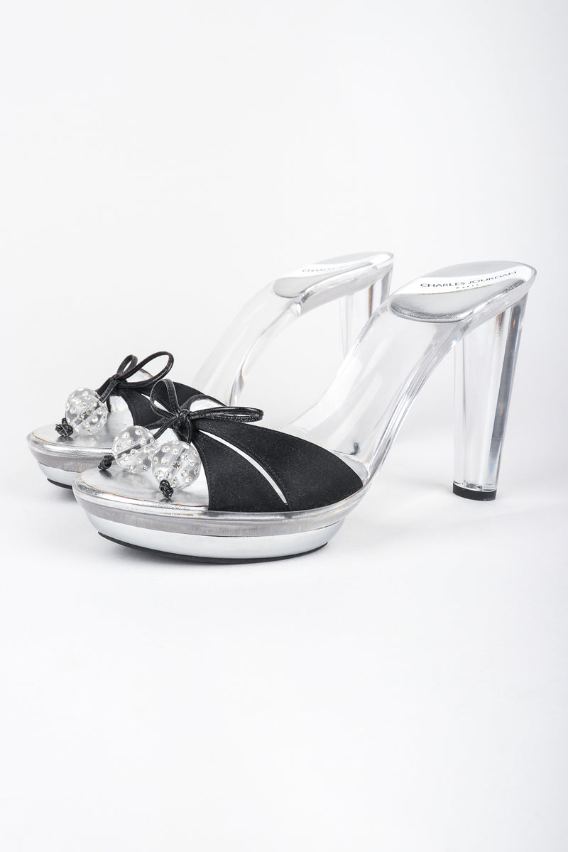 Recess Designer Consignment Vintage Charles Jourdan Clear Lucite Platform Mules Retro Pinup Los Angeles Resale