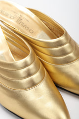 Recess Los Angeles Vintage Charles Jourdan Quilted Gold Leather Lamé Mules