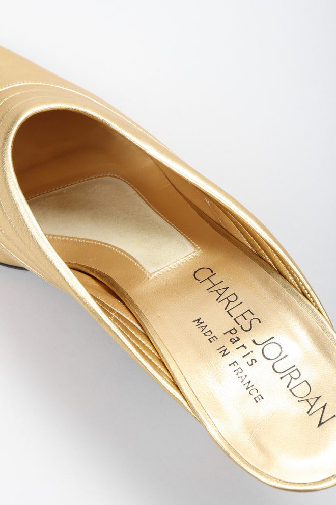 Recess Los Angeles Vintage Charles Jourdan Quilted Gold Leather Lamé Mules