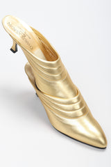 Recess Los Angeles Vintage Charles Jourdan Quilted Gold Leather Lamé Mules