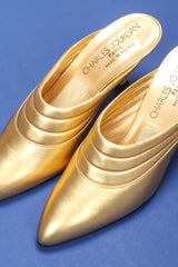 Recess Los Angeles Vintage Charles Jourdan Quilted Gold Leather Lamé Mules