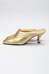 Recess Los Angeles Vintage Charles Jourdan Quilted Gold Leather Lamé Mules