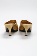 Recess Los Angeles Vintage Charles Jourdan Quilted Gold Leather Lamé Mules