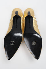 Recess Los Angeles Vintage Charles Jourdan Quilted Gold Leather Lamé Mules