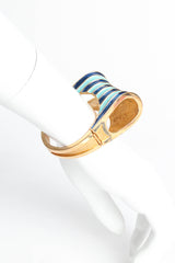 Vintage Boucher Enamel Stripe Bangle Bracelet on mannequin wrist at Recess Los Angeles