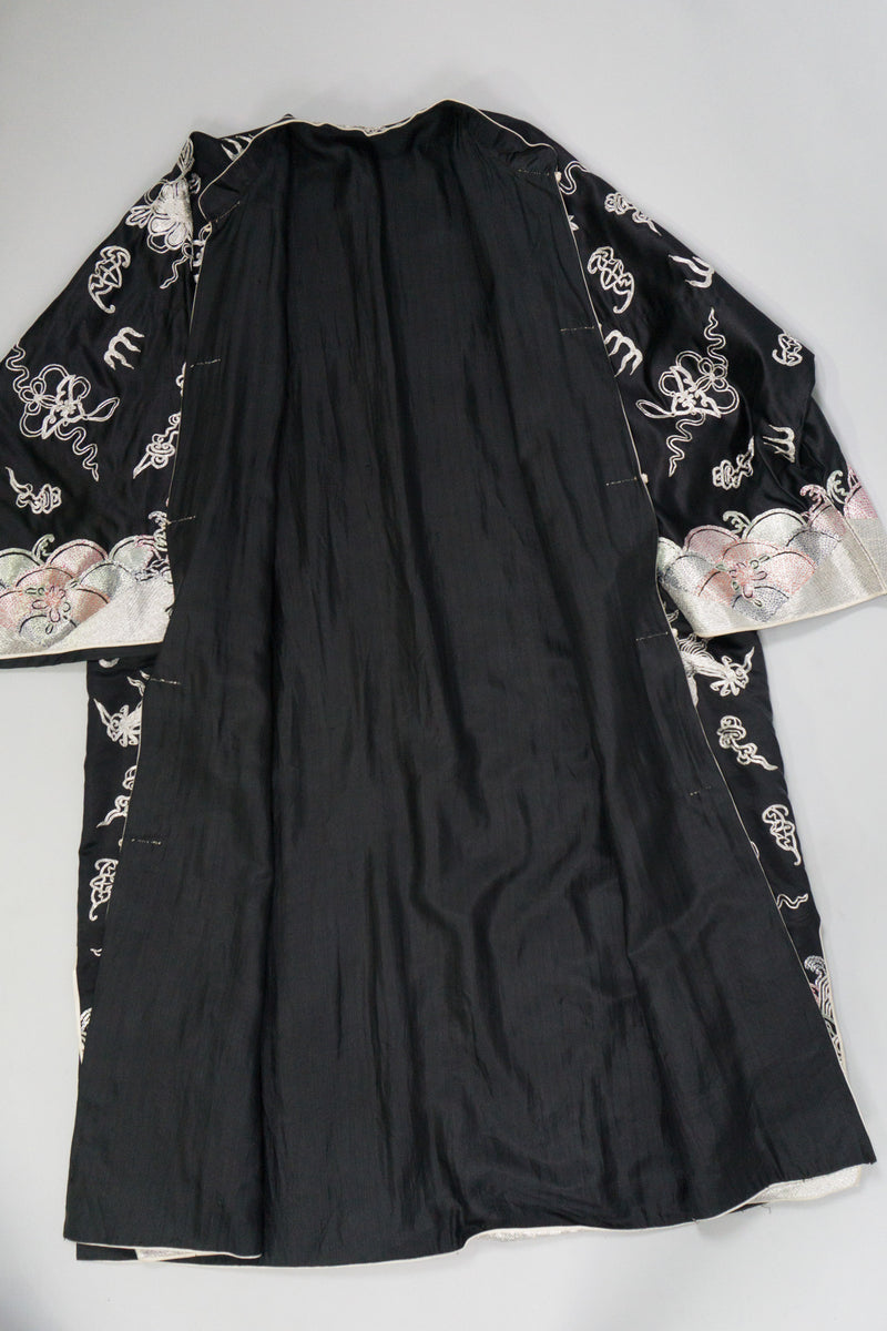 Vintage Silk Chinese Metal Embroidered Dragon Robe