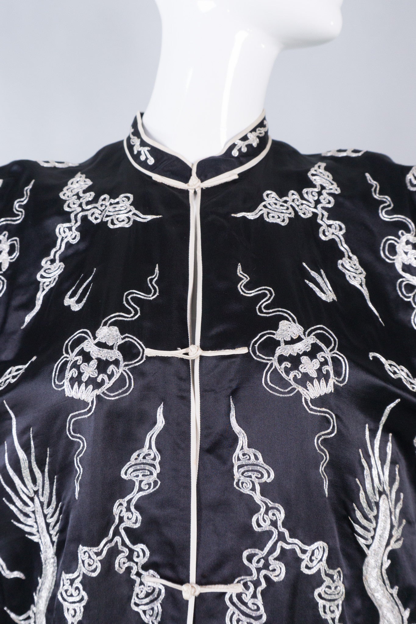 Vintage Silk Chinese Metal Embroidered Dragon Robe