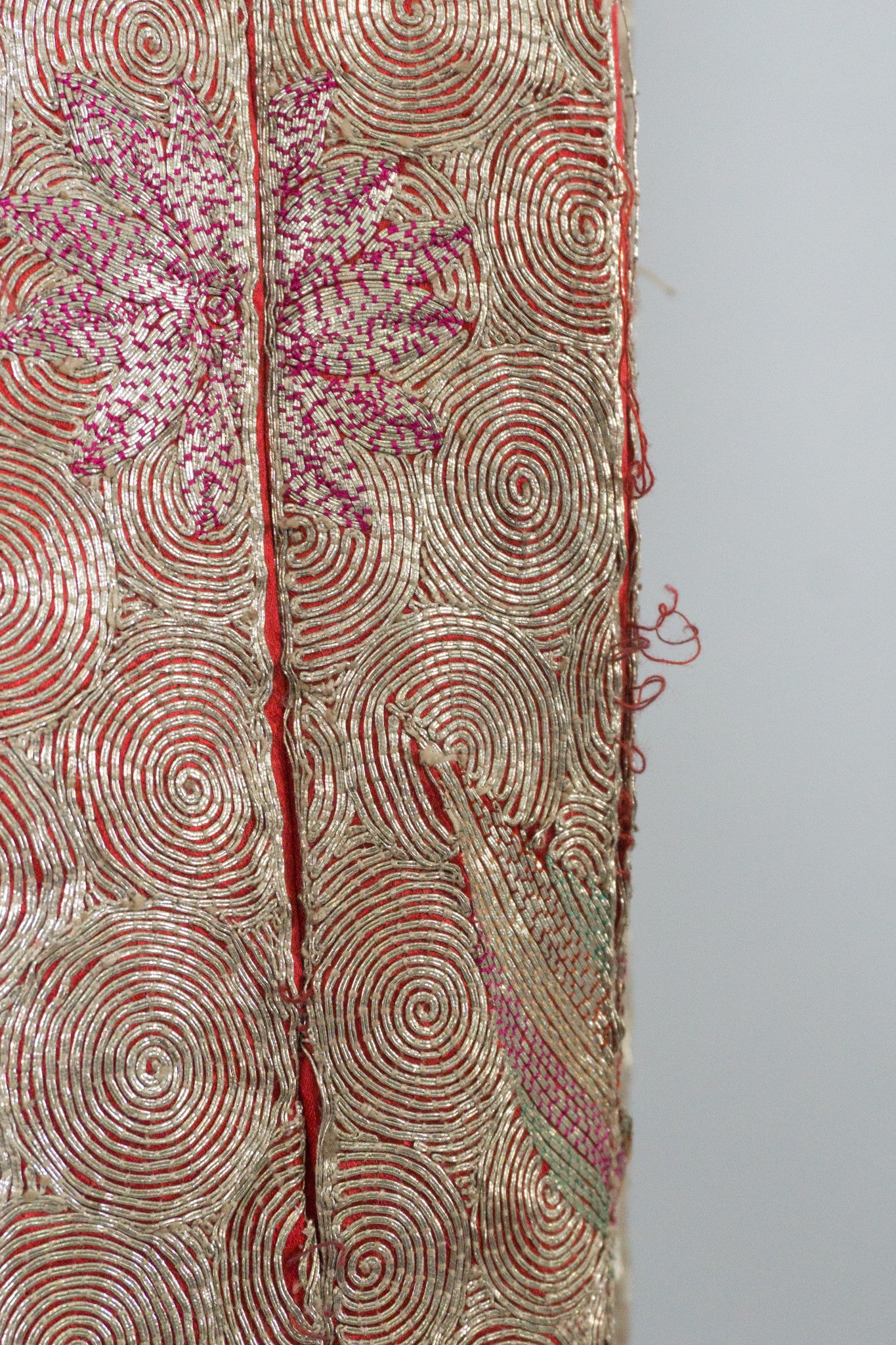 Chinese Metal Embroidered Dragon & Phoenix Vintage Skirt damage at Recess LA