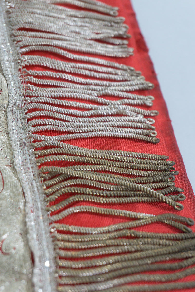 Chinese Metal Embroidered Dragon & Phoenix Vintage Skirt fringe at Recess LA