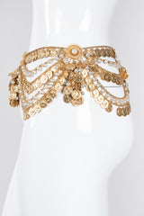 Recess Los Angeles Vintage Unsigned Belly Dance Draped Coin Pearl Chain Belt