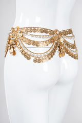 Recess Los Angeles Vintage Unsigned Belly Dance Draped Coin Pearl Chain Belt