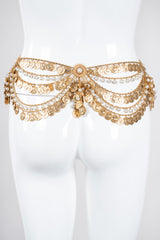 Recess Los Angeles Vintage Unsigned Belly Dance Draped Coin Pearl Chain Belt