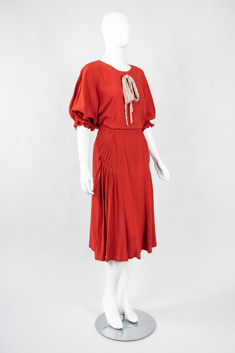 Recess Los Angeles Vintage Chloe Silk Seersucker Tie Top & Skirt Set