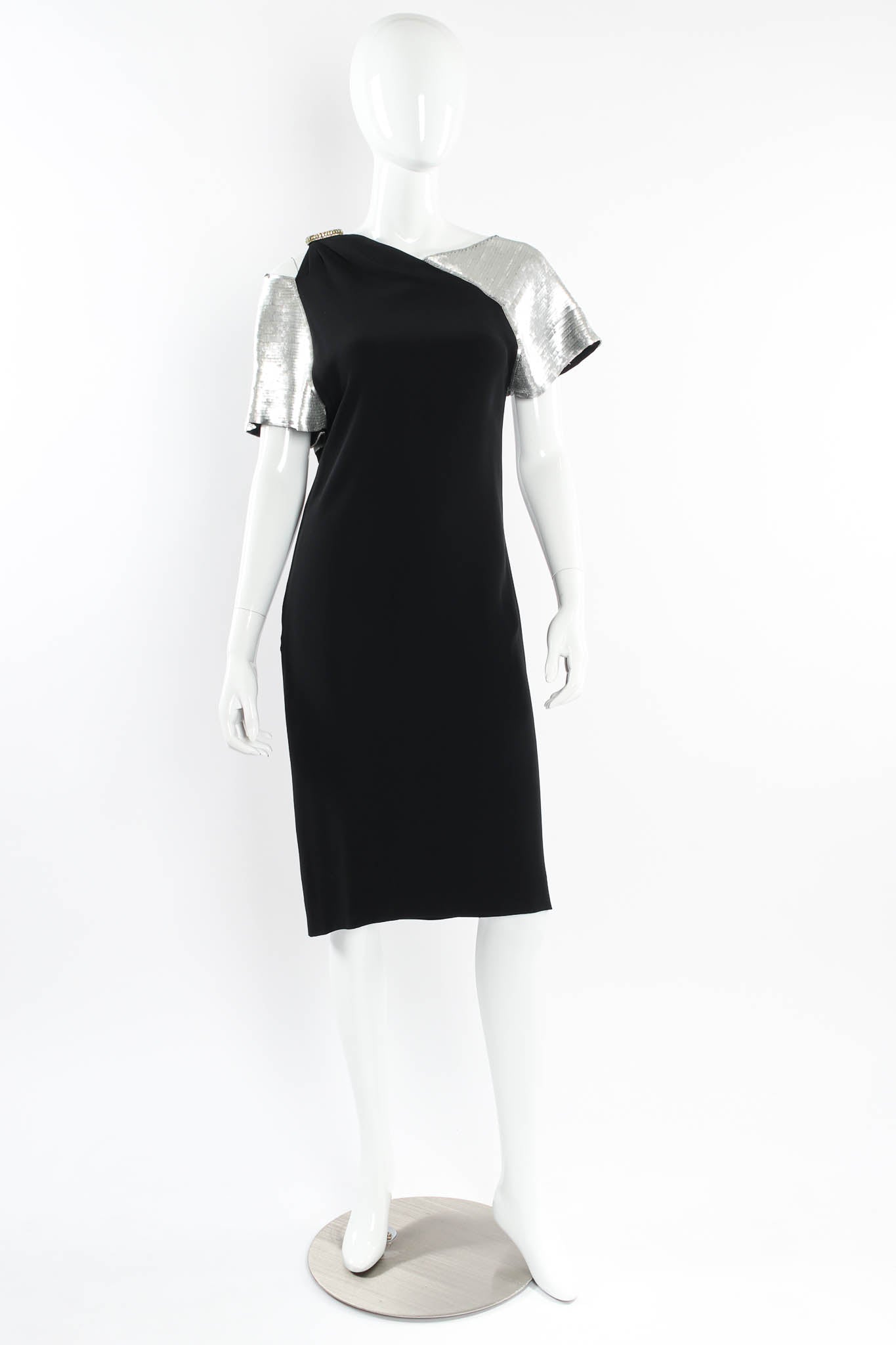 Vintage Chloé Asymmetrical Sequin Sheath Dress mannequin front @ Recess Los Angeles