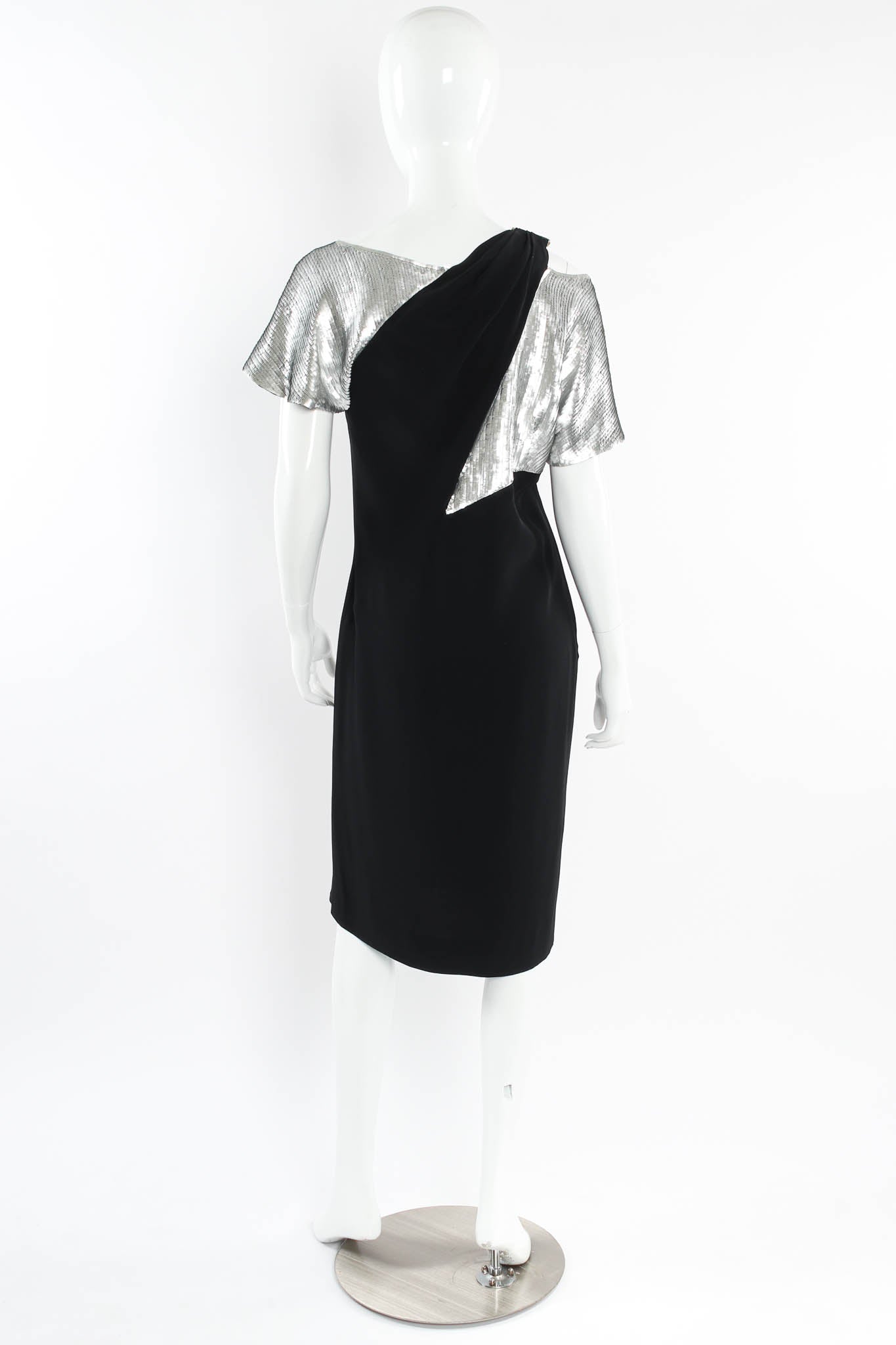 Vintage Chloé Asymmetrical Sequin Sheath Dress mannequin back reversed@ Recess Los Angeles