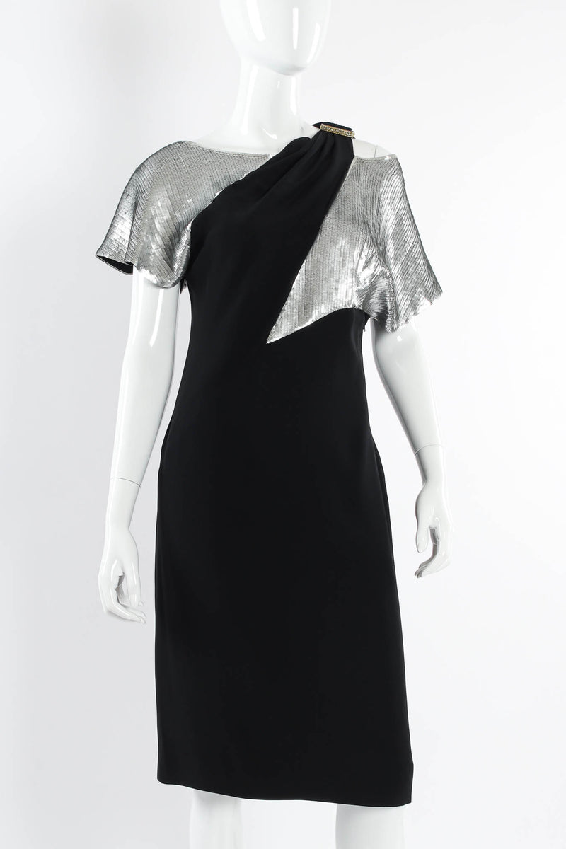 Vintage Chloé Asymmetrical Sequin Sheath Dress mannequin close reverse side @ Recess Los Angeles