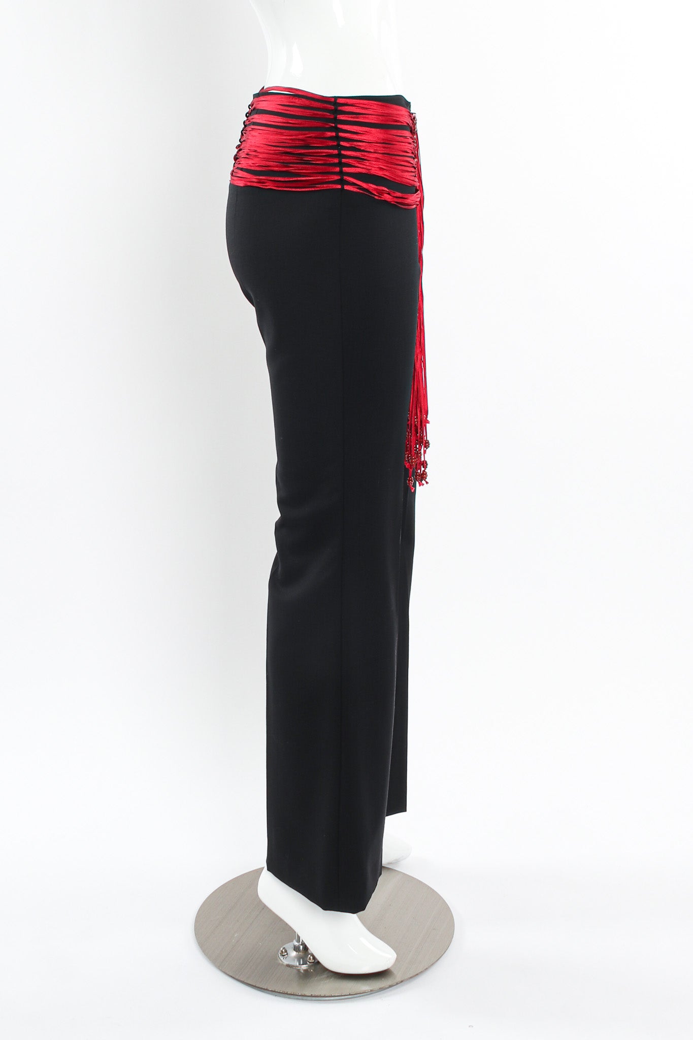 Vintage Chloé Ribbon Beaded Buckle Wool Pant mannequin side @ Recess LA